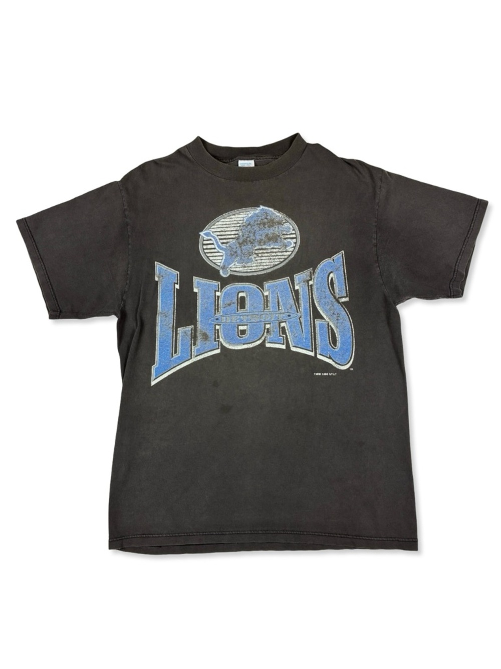 Detroit Lions Vintage Logo 7 Faded Thrashed T-Shirt
